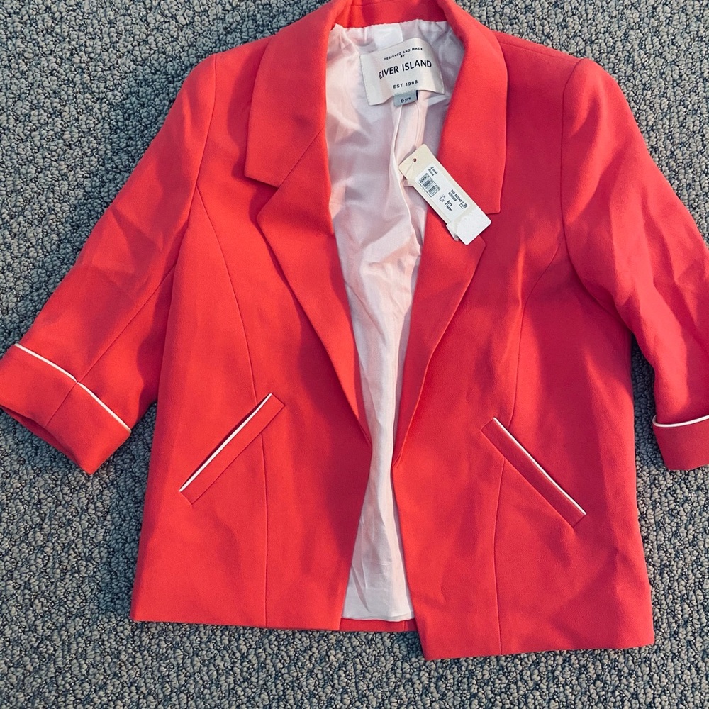 River Island Girls Red Blazer with White Trim